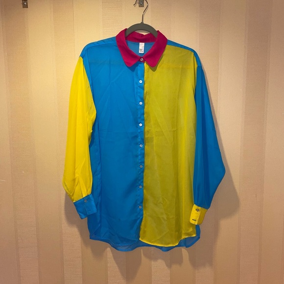 AMERICAN APPAREL Color Block Chiffon Shirt - Picture 3 of 8